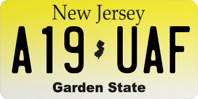 NJ license plate A19UAF