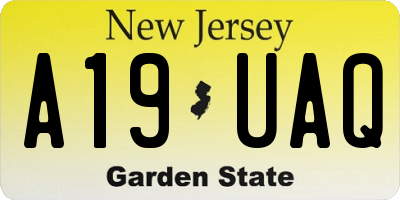 NJ license plate A19UAQ