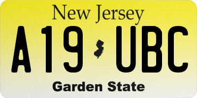 NJ license plate A19UBC