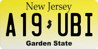 NJ license plate A19UBI