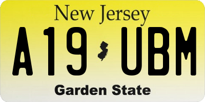 NJ license plate A19UBM