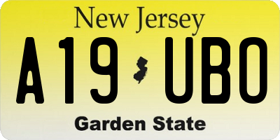 NJ license plate A19UBO
