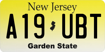 NJ license plate A19UBT