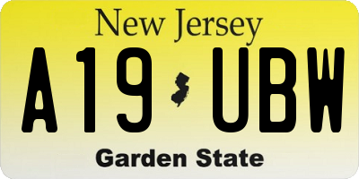 NJ license plate A19UBW
