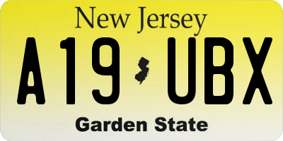 NJ license plate A19UBX