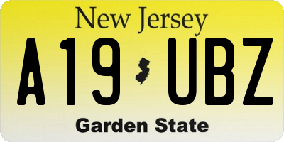 NJ license plate A19UBZ