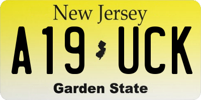 NJ license plate A19UCK