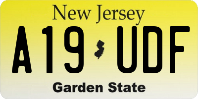 NJ license plate A19UDF