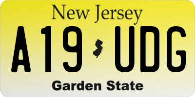 NJ license plate A19UDG