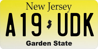 NJ license plate A19UDK