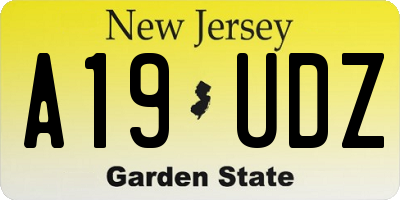 NJ license plate A19UDZ