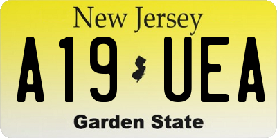NJ license plate A19UEA