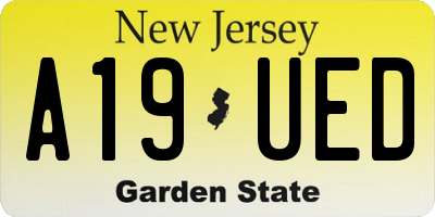 NJ license plate A19UED