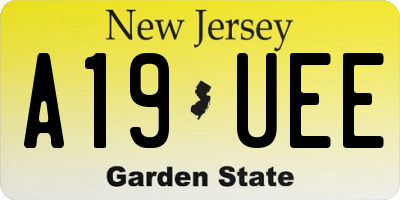 NJ license plate A19UEE