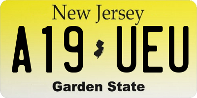 NJ license plate A19UEU