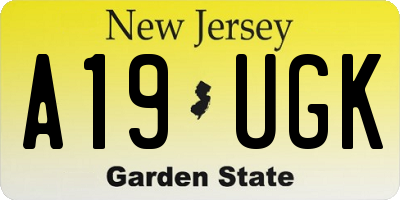 NJ license plate A19UGK