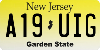 NJ license plate A19UIG