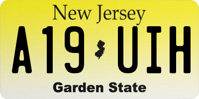 NJ license plate A19UIH