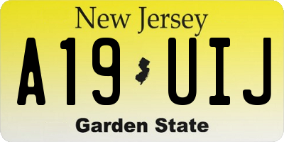 NJ license plate A19UIJ