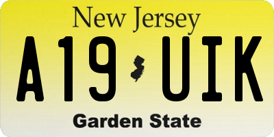 NJ license plate A19UIK