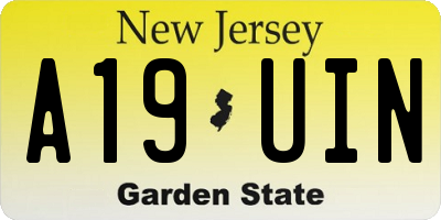 NJ license plate A19UIN