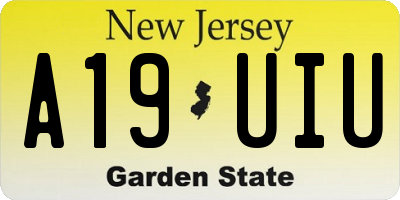 NJ license plate A19UIU