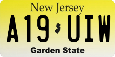 NJ license plate A19UIW