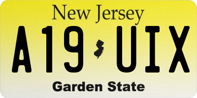 NJ license plate A19UIX