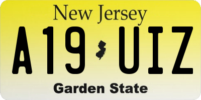 NJ license plate A19UIZ
