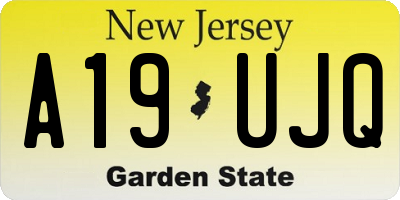 NJ license plate A19UJQ