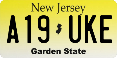 NJ license plate A19UKE