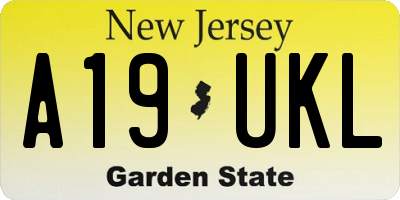 NJ license plate A19UKL