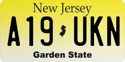 NJ license plate A19UKN