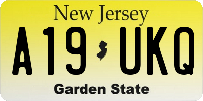 NJ license plate A19UKQ