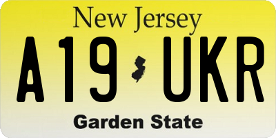 NJ license plate A19UKR
