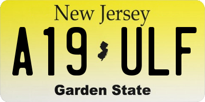 NJ license plate A19ULF