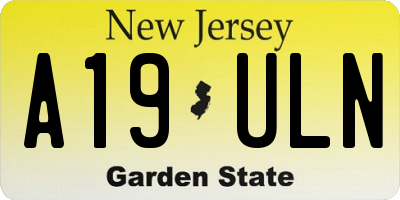 NJ license plate A19ULN