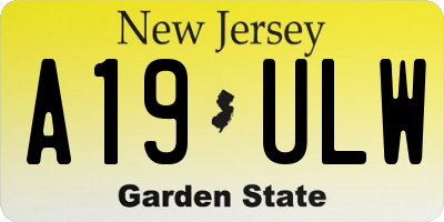 NJ license plate A19ULW