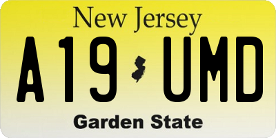NJ license plate A19UMD