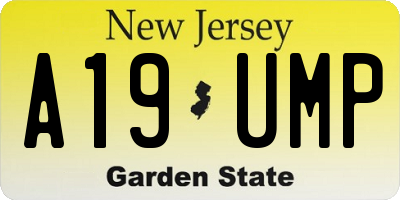 NJ license plate A19UMP