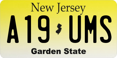 NJ license plate A19UMS