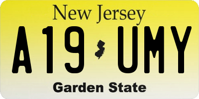 NJ license plate A19UMY