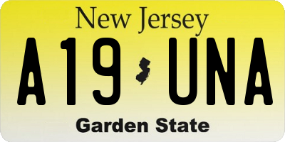 NJ license plate A19UNA