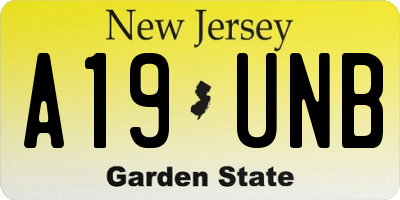NJ license plate A19UNB