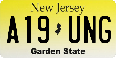NJ license plate A19UNG
