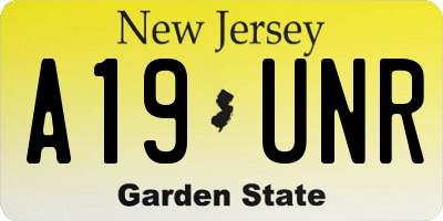 NJ license plate A19UNR