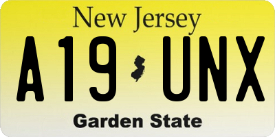 NJ license plate A19UNX