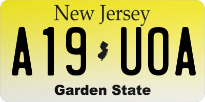 NJ license plate A19UOA