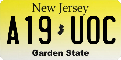NJ license plate A19UOC