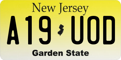 NJ license plate A19UOD